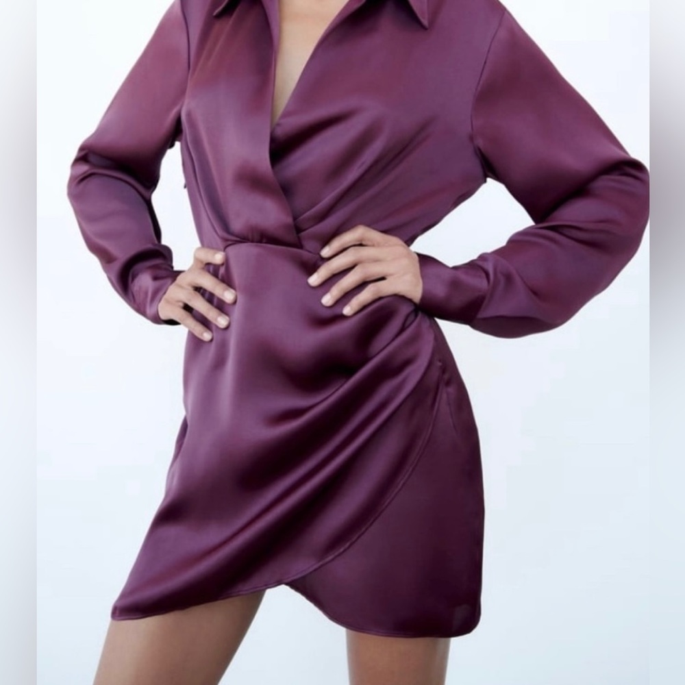 ZARA Satin Effect Dress in Purple
